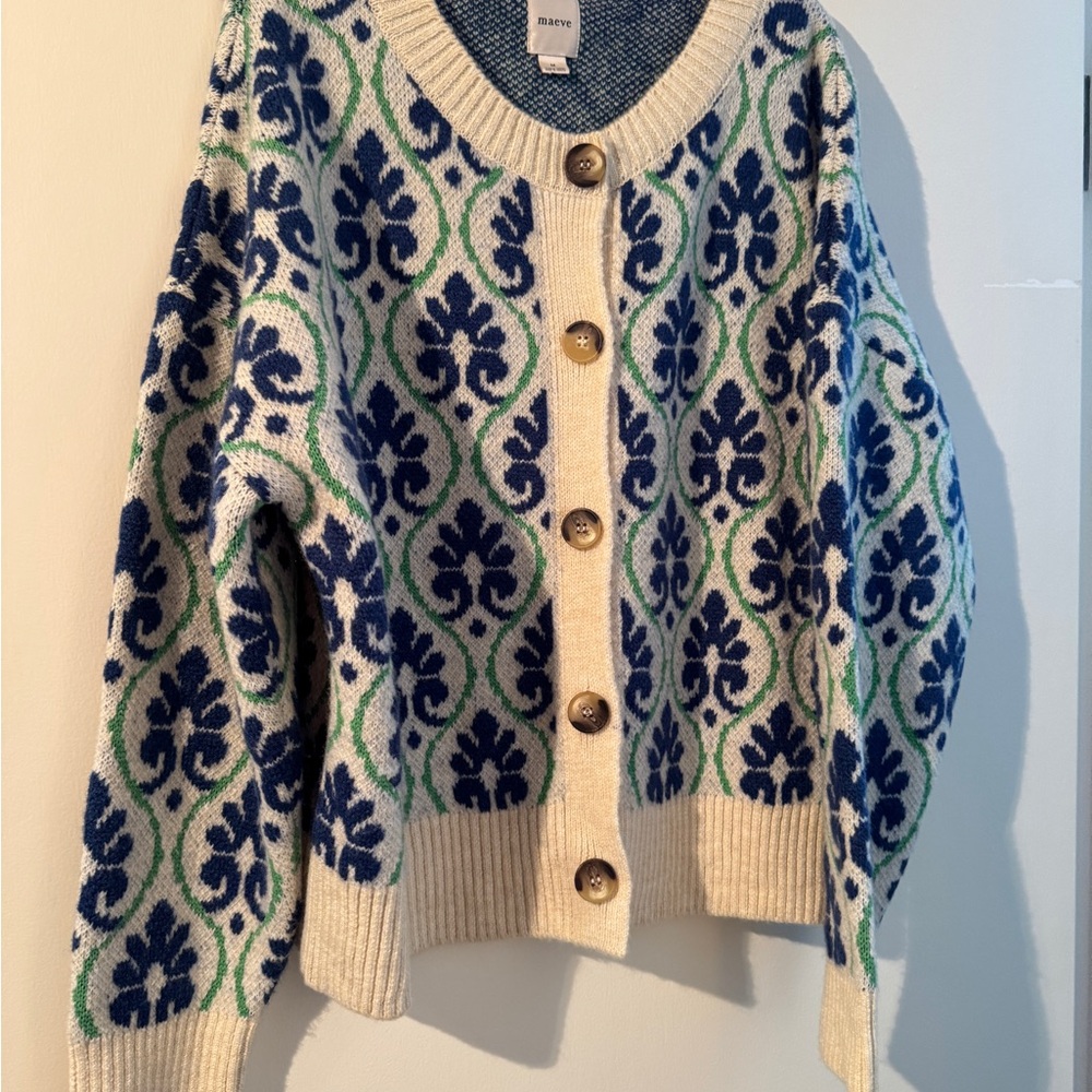 Maeve Blue and Green Cardigan Sweater